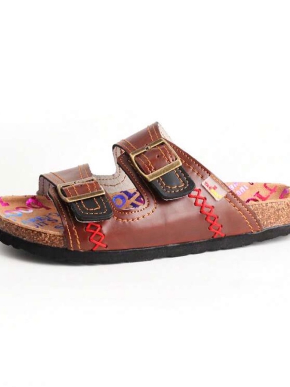 Tma Eyes Women’s Vintage Leather Double Buckle Slides New - Picture 6 of 9